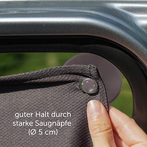 Zamboo Protector solar Coche bebés / Parasol infantil lateral de tela - Protección universal contra los rayos UV y fijación con ventosas en la ventanilla - color gris