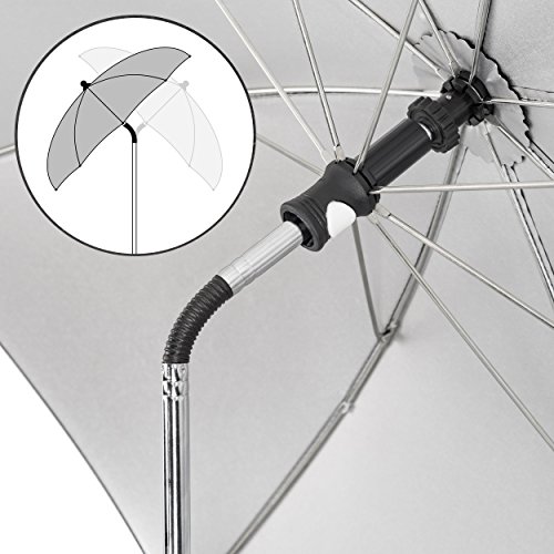 Zamboo - Sombrilla universal Carrito de bebé - Silla de paseo - Parasol flexible con soporte para tubos redondos y ovalados / Protección UV50+, 73 cm diámetro, color negro