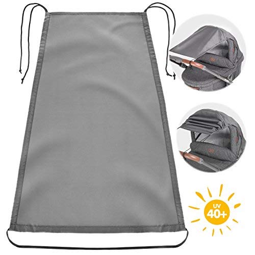 Zamboo Toldo / Protección solar universal para cochecitos, capazos y sillas de paseo - Parasol flexible con protección UV 40+ y función de persiana enrollable - Gris