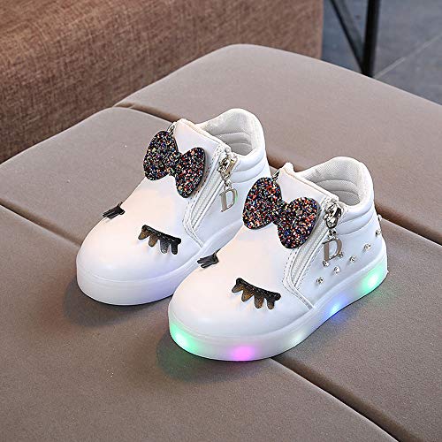 Zapatillas Niño Luces,BBsmile Zapatos de Bebe Niñas LED Luz Fashion Sneakers Star Luminous Child Casual Zapatillas Unisex Invierno Niño Botas Niño 21 Blanco