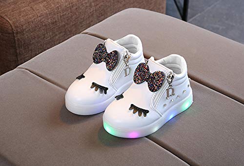 Zapatillas Niño Luces,BBsmile Zapatos de Bebe Niñas LED Luz Fashion Sneakers Star Luminous Child Casual Zapatillas Unisex Invierno Niño Botas Niño 21 Blanco