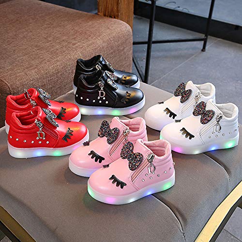 Zapatillas Niño Luces,BBsmile Zapatos de Bebe Niñas LED Luz Fashion Sneakers Star Luminous Child Casual Zapatillas Unisex Invierno Niño Botas Niño 21 Blanco