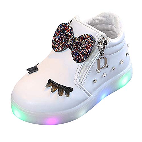 Zapatillas Niño Luces,BBsmile Zapatos de Bebe Niñas LED Luz Fashion Sneakers Star Luminous Child Casual Zapatillas Unisex Invierno Niño Botas Niño 21 Blanco