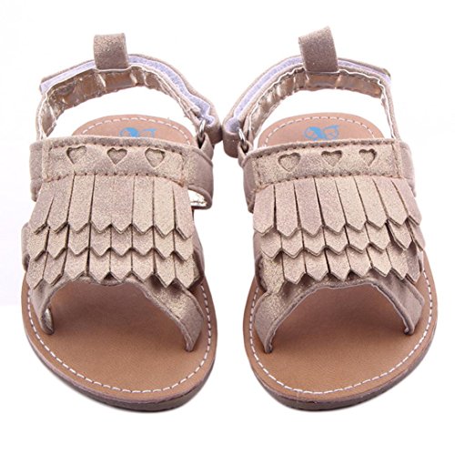 Zapatos Bebe, Sandalias con borlas de bebé niña niño Recién Nacidas Zapatos Bebé Prewalker Verano Zapatos de Cuna Zapatos de Princesa de niñas (Caqui, Tamaño:0-6Mes)