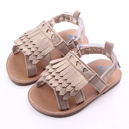 Zapatos Bebe, Sandalias con borlas de bebé niña niño Recién Nacidas Zapatos Bebé Prewalker Verano Zapatos de Cuna Zapatos de Princesa de niñas (Caqui, Tamaño:0-6Mes)