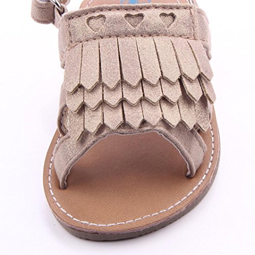 Zapatos Bebe, Sandalias con borlas de bebé niña niño Recién Nacidas Zapatos Bebé Prewalker Verano Zapatos de Cuna Zapatos de Princesa de niñas (Caqui, Tamaño:0-6Mes)