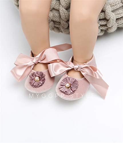 Zapatos de Bebé, Niña Princesa Terciopelo Bowknot niño Primer Caminantes Zapato 0-18 Meses Bautizo Lovely Zapatillas (0-6 Meses, Albaricoque, Tamaño de Etiqueta 11)