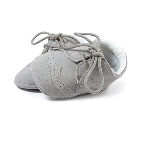 Zapatos de los niños del bebé infantil Zapatillas de deporte de la PU Gris Talla:6-12 meses