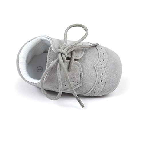 Zapatos de los niños del bebé infantil Zapatillas de deporte de la PU Gris Talla:6-12 meses