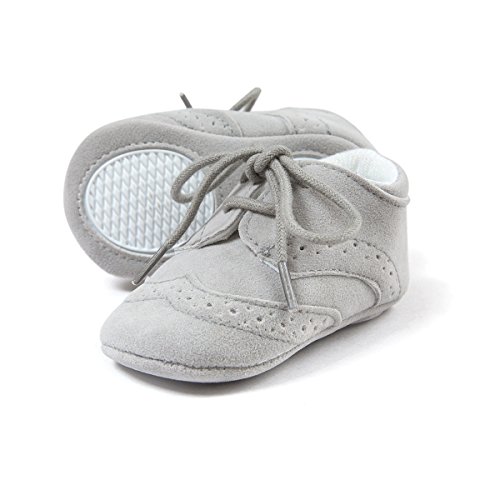 Zapatos de los niños del bebé infantil Zapatillas de deporte de la PU Gris Talla:6-12 meses