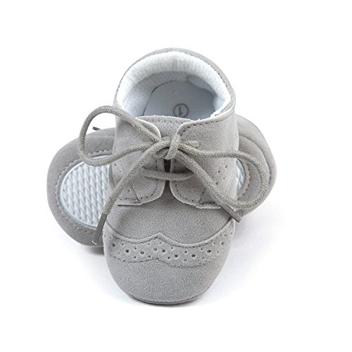 Zapatos de los niños del bebé infantil Zapatillas de deporte de la PU Gris Talla:6-12 meses