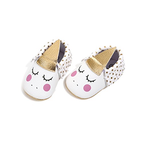 Zapatos de Niña con Diadema Regalo Set Unicornio Flor Suave Suela Zapatillas Antideslizantes Zapatos de Princesa (12-18 Meses, A)