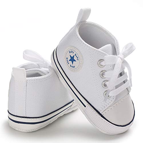 Zapatos para bebé Auxma La Zapatilla de Deporte Antideslizante del Zapato de Lona de la Zapatilla de Deporte para 3-6 6-12 12-18 M (12-18 M, Blanco)