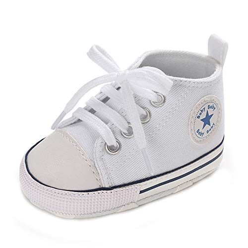 Zapatos para bebé Auxma La Zapatilla de Deporte Antideslizante del Zapato de Lona de la Zapatilla de Deporte para 3-6 6-12 12-18 M (12-18 M, Blanco)