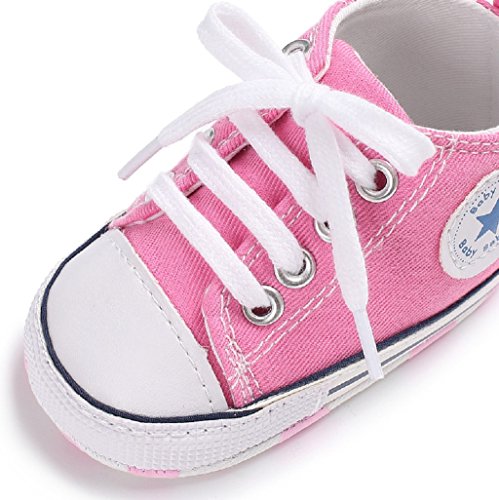 Zapatos para bebé Auxma La Zapatilla de Deporte Antideslizante del Zapato de Lona de la Zapatilla de Deporte para 3-6 6-12 12-18 M (12-18 M, Rosado)