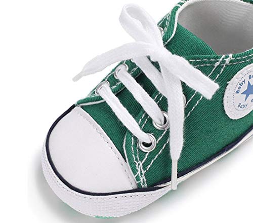 Zapatos para bebé Auxma La Zapatilla de Deporte Antideslizante del Zapato de Lona de la Zapatilla de Deporte para 3-6 6-12 12-18 M (3-6 M, Verde)