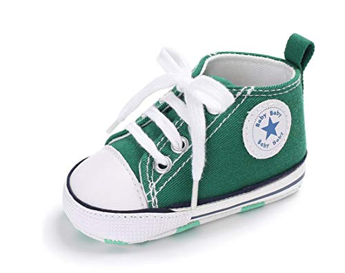 Zapatos para bebé Auxma La Zapatilla de Deporte Antideslizante del Zapato de Lona de la Zapatilla de Deporte para 3-6 6-12 12-18 M (3-6 M, Verde)