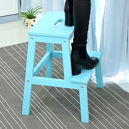 ZCFXGHH Súper Resistente Madera Reposapiés-13.77 Pulgadas De Alto Pueden Sostener 75 Kg, Lo Suficiente como para Adultos De Apoyo Y Lo Suficientemente Seguro para Los Niños,Azul