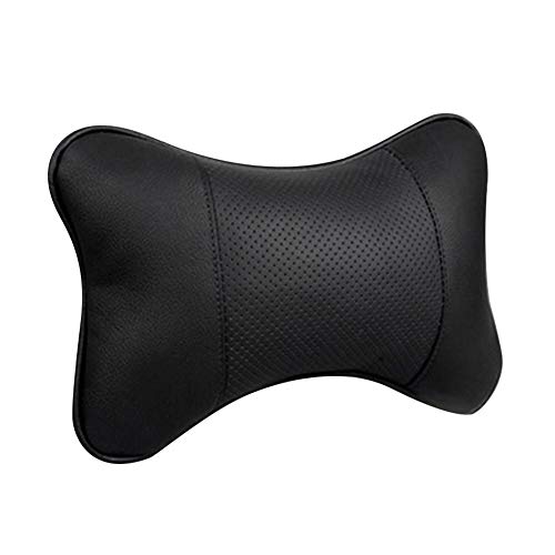 Zexo Almohadilla para El Cuello del Coche 1 Piezas De Cuero, Asiento De Coche, Almohada De Viaje, 25 * 17 * 9 Cm, Almohada De Apoyo del Cojín del Reposacabezas del Coche (Negro) (1 pcs)