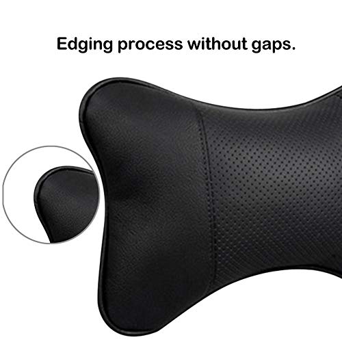 Zexo Almohadilla para El Cuello del Coche 1 Piezas De Cuero, Asiento De Coche, Almohada De Viaje, 25 * 17 * 9 Cm, Almohada De Apoyo del Cojín del Reposacabezas del Coche (Negro) (1 pcs)