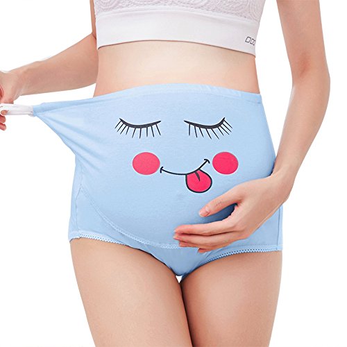 ZODOF Ropa Interior Estampada Linda De Las Mujeres Embarazadas Bragas De Cintura Alta para Mujeres Sonrisa De Dibujos Animados Sin Costuras Cuidado Suave Abdomen Ropa Interior