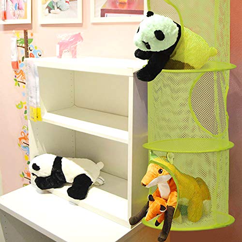 ZoomSky Colgante de Malla de Organizador 3pcs Cesta de Almacenamiento Plegable de Caja pequeña con Tres Colores para Peluches de Juguetes ordenado