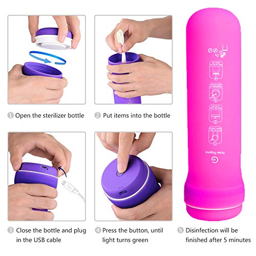 ZYJFP Esterilizador UV Portátil, USB Plegable Silicona Copa Esterilizador Menstrual para Productos Adultos/Maquillaje/Herramientas De Manicura,Pink