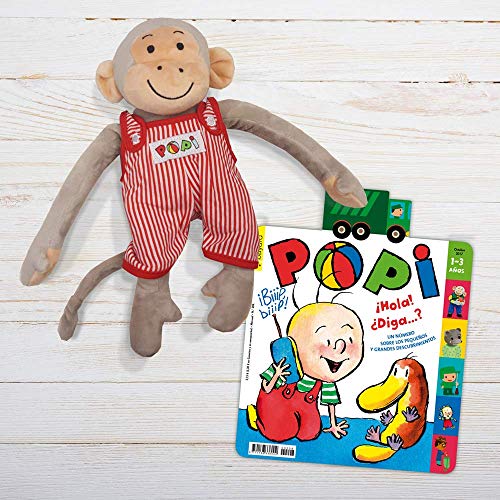 10 revistas POPI para niños y niñas de 1 a 3 años + Peluche del monito POPI