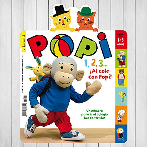 10 revistas POPI para niños y niñas de 1 a 3 años + Peluche del monito POPI