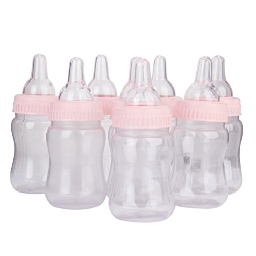 12 biberones Nuolux, para regalar, ideales para decorar baby showers y fiestas de cumpleaños (rosa)