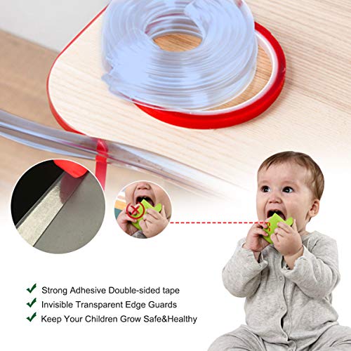 2 piezas Protecciones para bordes y esquinas,Protecciones de esquina de seguridad de 4 metros, 15 mm de grosor ensanchado Protección transparente de bordes para niños, bebés, niños