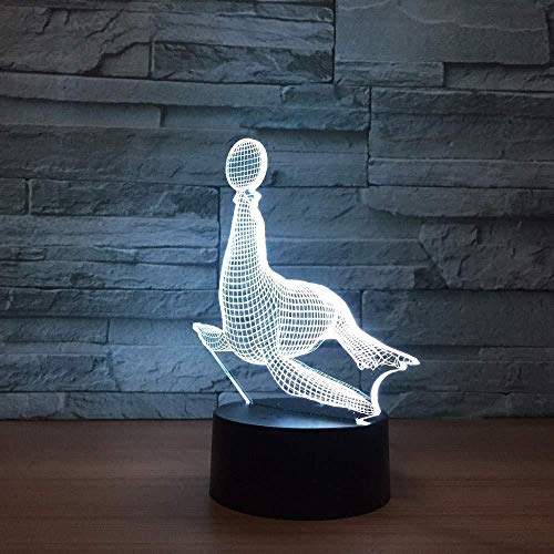 3D Illusion Night Light bluetooth smart Control 7&16M Color Mobile App Led Vision sea lions sea play ball seals accesorios principales de escritorio decoración niños batería fiesta de cumpleaños en