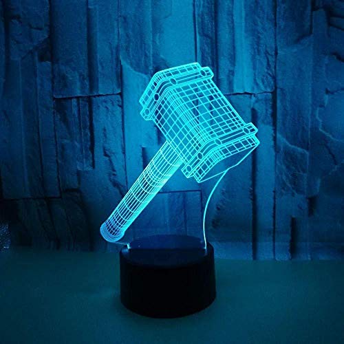 3D Illusion Night Light RGB LED 7 y 16M Color Bluetooth APP Martillo Tienda familiar Ambiente romántico niños amigos regalos de vacaciones