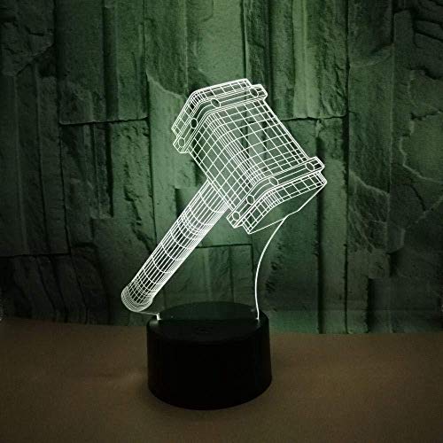 3D Illusion Night Light RGB LED 7 y 16M Color Bluetooth APP Martillo Tienda familiar Ambiente romántico niños amigos regalos de vacaciones