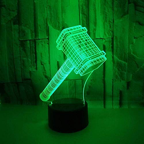 3D Illusion Night Light RGB LED 7 y 16M Color Bluetooth APP Martillo Tienda familiar Ambiente romántico niños amigos regalos de vacaciones