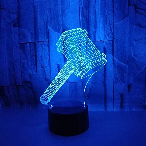 3D Illusion Night Light RGB LED 7 y 16M Color Bluetooth APP Martillo Tienda familiar Ambiente romántico niños amigos regalos de vacaciones