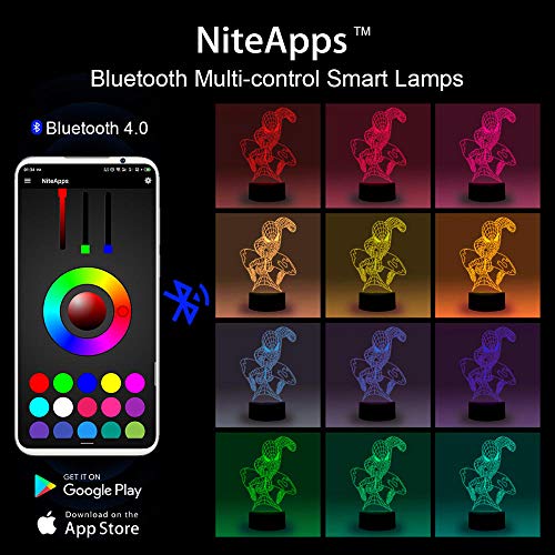 3D Illusion Night Light RGB LED 7 y 16M Color Bluetooth APP Martillo Tienda familiar Ambiente romántico niños amigos regalos de vacaciones