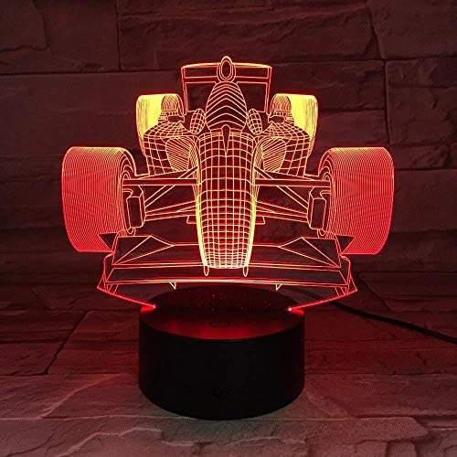 3D Illusion Night Light RGB LED 7 y 16M Color Bluetooth APP Race Car Tienda familiar Ambiente romántico niños amigos regalos de vacaciones