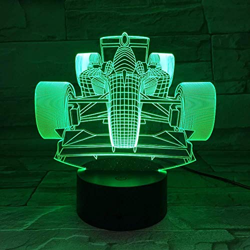 3D Illusion Night Light RGB LED 7 y 16M Color Bluetooth APP Race Car Tienda familiar Ambiente romántico niños amigos regalos de vacaciones