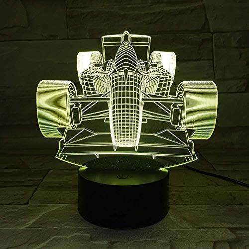 3D Illusion Night Light RGB LED 7 y 16M Color Bluetooth APP Race Car Tienda familiar Ambiente romántico niños amigos regalos de vacaciones