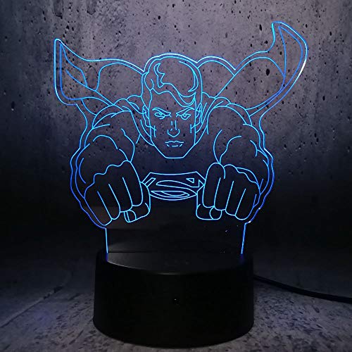 3D Led Luz Héroe Superman De Noche Flash Bombilla Usb Figura Dormitorio Luz De Sueño Base Usb Niño Niños Regalo De Navidad Juguetes 7 Cambio De Color