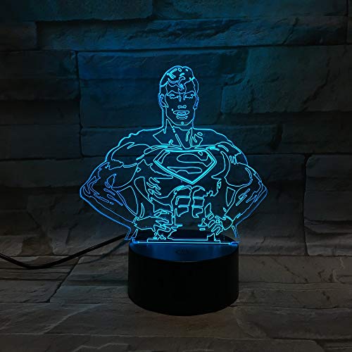 3D Led Luz Héroe Superman De Noche Flash Bombilla Usb Figura Dormitorio Luz De Sueño Base Usb Niño Niños Regalo De Navidad Juguetes 7 Cambio De Color