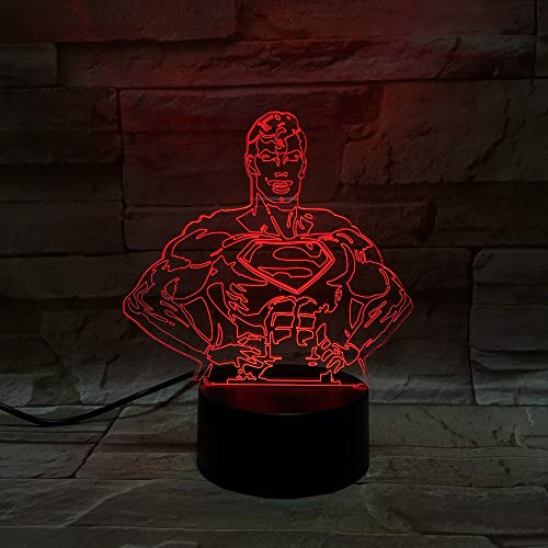 3D Led Luz Héroe Superman De Noche Flash Bombilla Usb Figura Dormitorio Luz De Sueño Base Usb Niño Niños Regalo De Navidad Juguetes 7 Cambio De Color