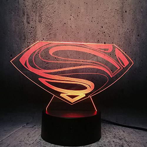 3D Led Luz Logotipo De Superman De Noche Flash Bombilla Usb Figura Dormitorio Luz De Sueño Base Usb Niño Niños Regalo De Navidad Juguetes 7 Cambio De Color