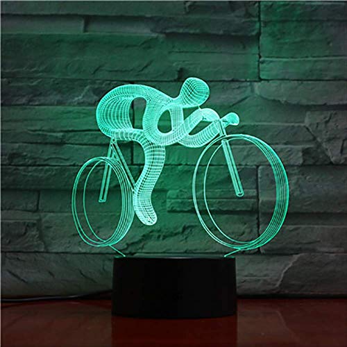 3D Luz Nocturna，Paseo en una bicicleta lámpara 3D Arte ，mejor venta encantador regalo Festival para Niños Usb Led， luz de noche lámpara 3D óptico