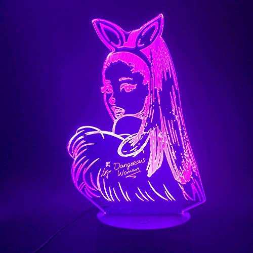 3D Sleep Night Light Desk Lamp Phone App 7 y 16M Color Bluetooth LED Celebrity Singer Ariana Grande Poster Cat Girl Fans Tienda familiar niños amigos regalos de vacaciones