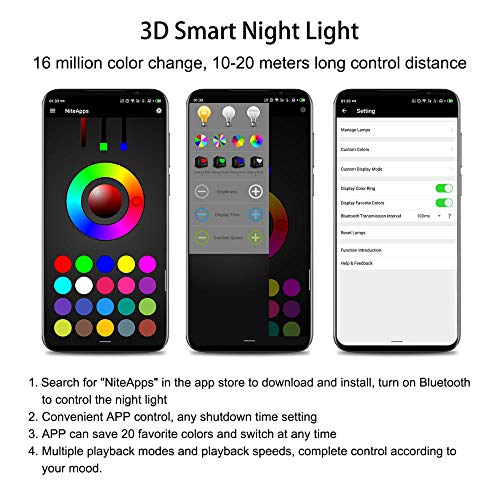 3D Sleep Night Light Desk Lamp Phone App 7 y 16M Color Bluetooth LED man ling ing Tienda familiar Ambiente romántico niños amigos regalos de vacaciones