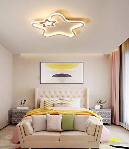 40W LED Lámpara de Techo Plafón Infantil Luz Blanco Estrella Cuarto de Niños Atenuable Con Mando a Distancia Iluminación Interior Decoracion Dormitorio Corredor Estudio Ø50*5.5CM