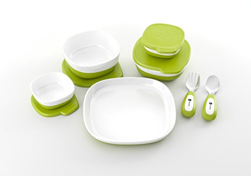 4moms – Set de cubiertos y platos magnéticos para trona 4moms