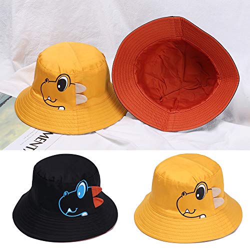 4pcs dinosaurio lindo del juego del bebé Sombrero de sol Niños Niñas de la historieta del sombrero del cubo plegable poco voluminoso sombrero del verano 6~24 Meses